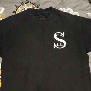 Black Scale Black Tee with Subtle White Print